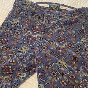 Anthropologie Corduroy Jeans - Blue and Pink Pattern, chic and fun! Size 30🌸